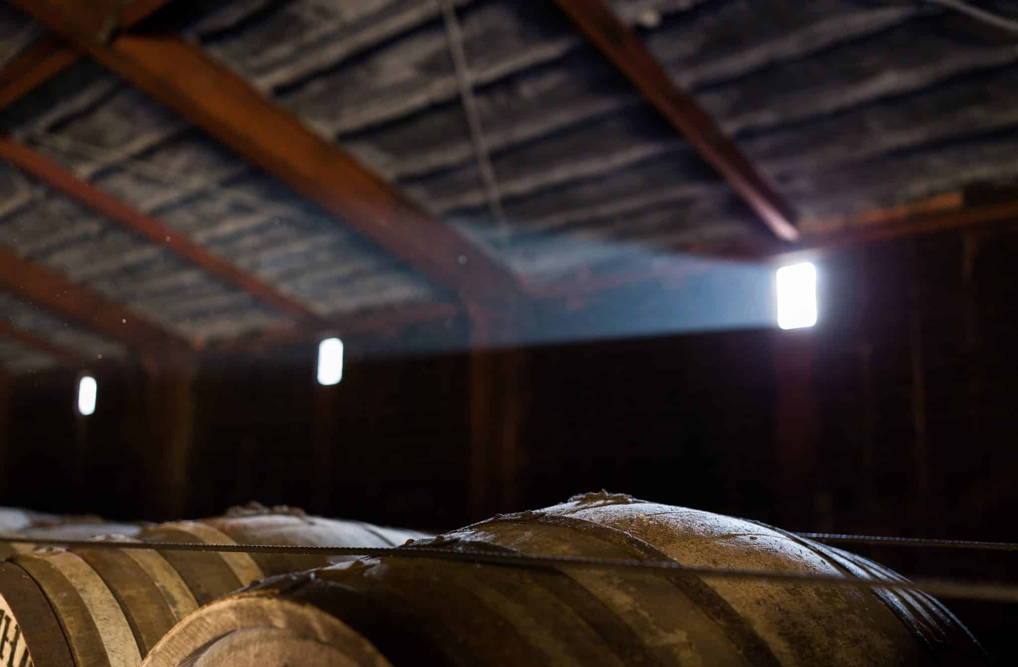 Wooden barrels at beer factory Wooden barrels at beer factory